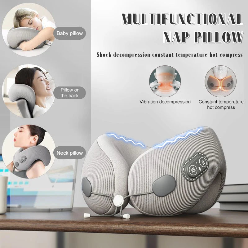 New Protable U-shaped Memory Foam Pillow for Neck Protection Cervical Support Nap Pillow Ergonomic Massage Travel Pillows Adult