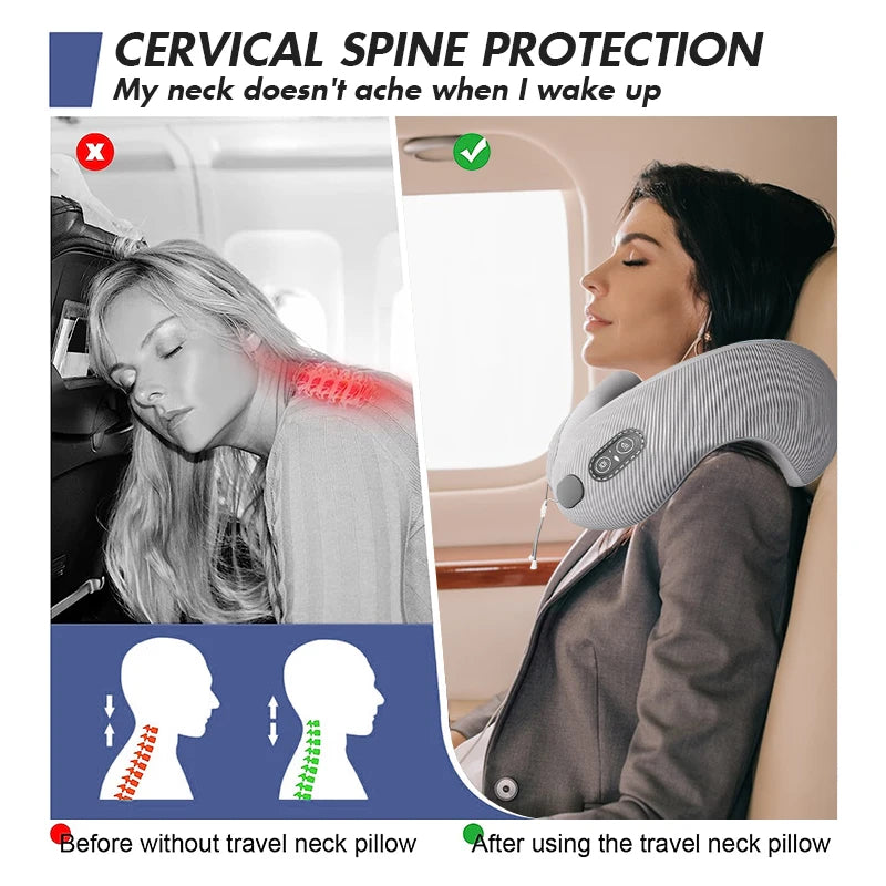 New Protable U-shaped Memory Foam Pillow for Neck Protection Cervical Support Nap Pillow Ergonomic Massage Travel Pillows Adult