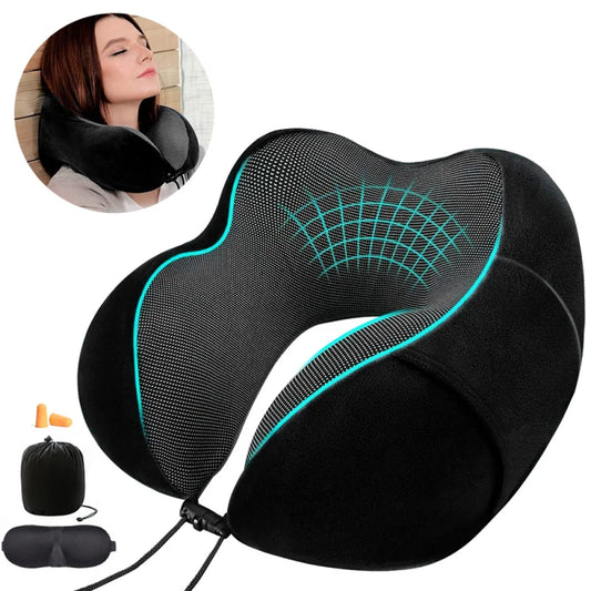 Memory Foam U-shaped Neck Pillow Neck Cushion Soft Neckrest Pad  Portable Travel Pillow Cervical Healthcare Massage Neck Pillow