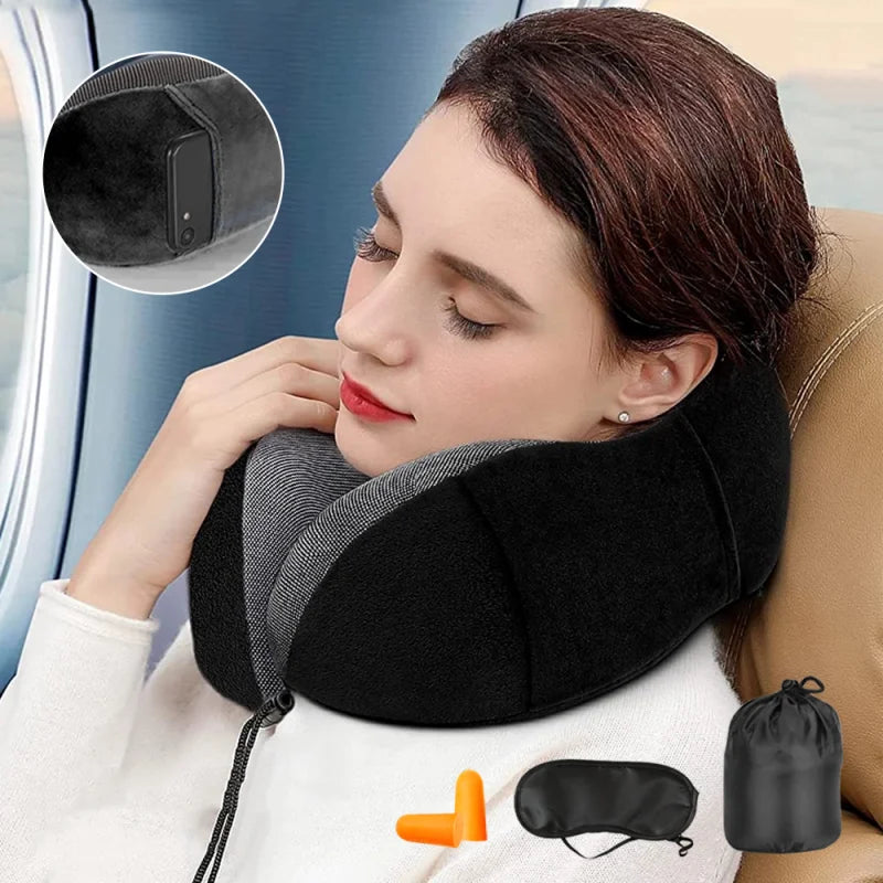 Memory Foam U-shaped Neck Pillow Neck Cushion Soft Neckrest Pad  Portable Travel Pillow Cervical Healthcare Massage Neck Pillow